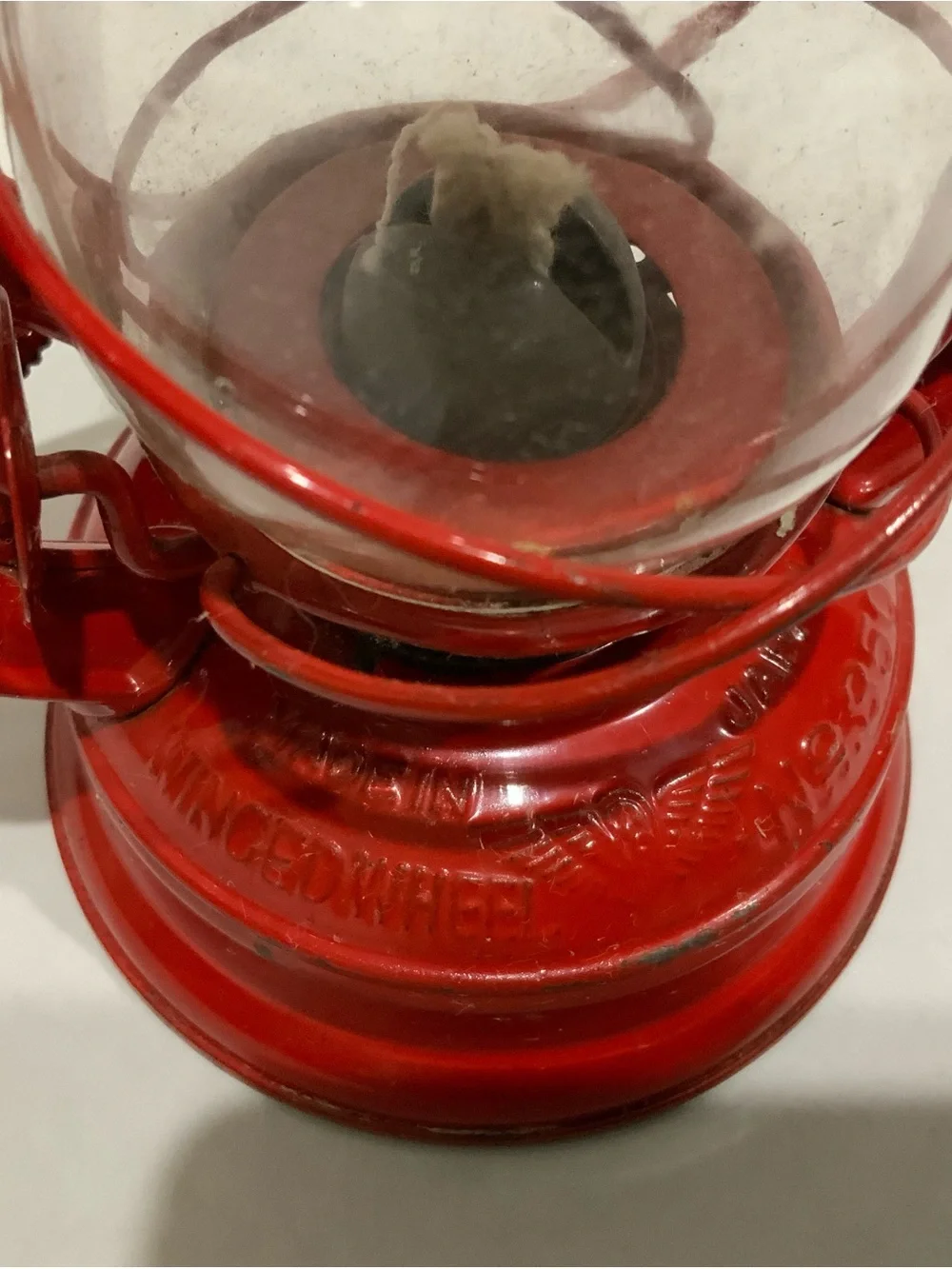 Vintage Winged Wheel No.350 RED Kerosene Hurricane Lantern